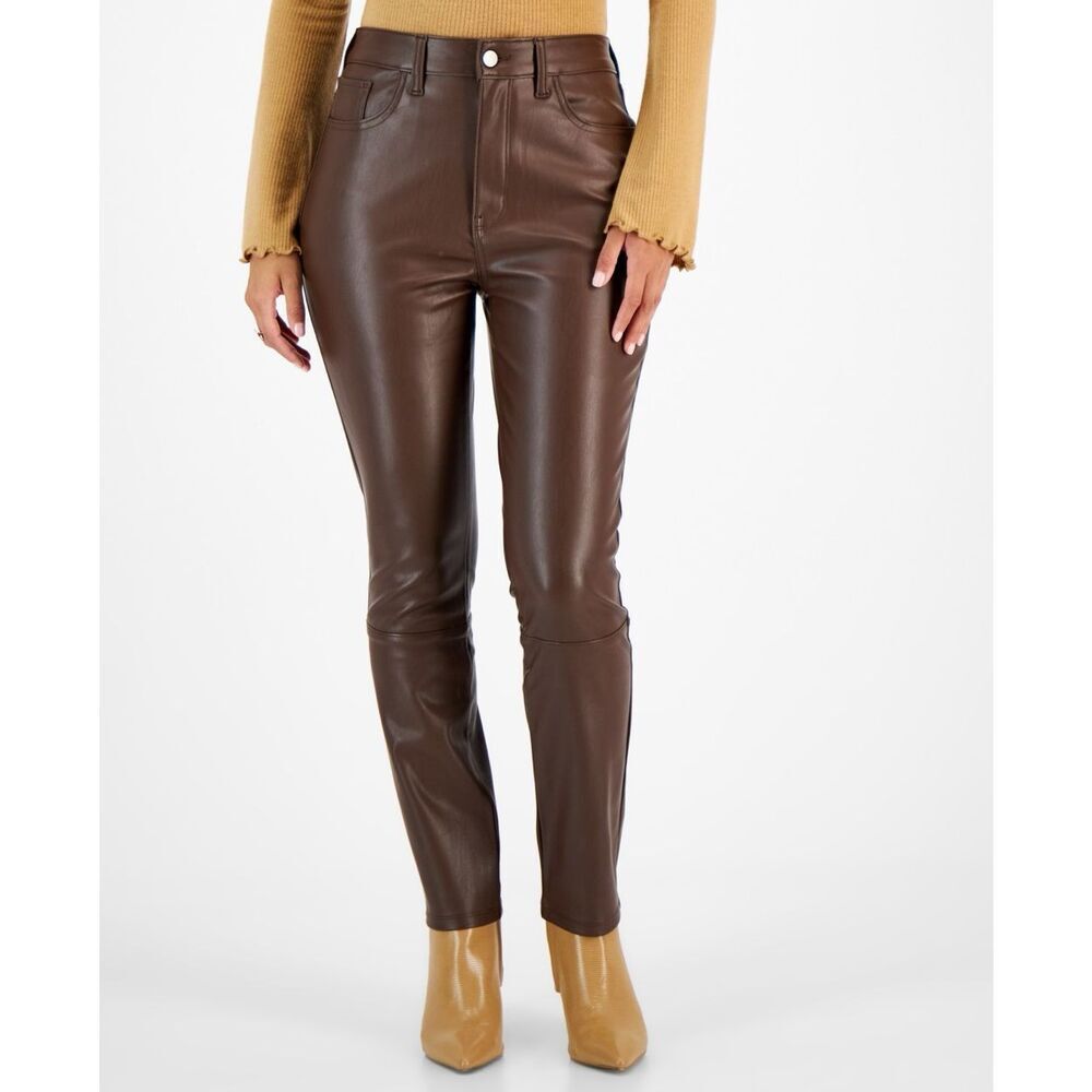 Tinseltown Juniors' Faux-Leather Straight-Leg Pants, Created for Macy's -‎ Brown
